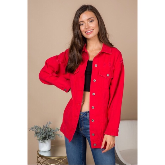 🆕5⭐️Distressed Oversized Denim Jacket - Picture 3 of 7